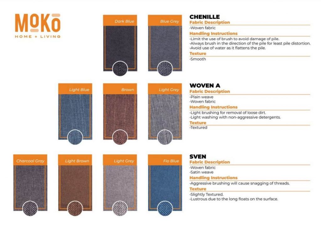 MoKo sofa fabric options