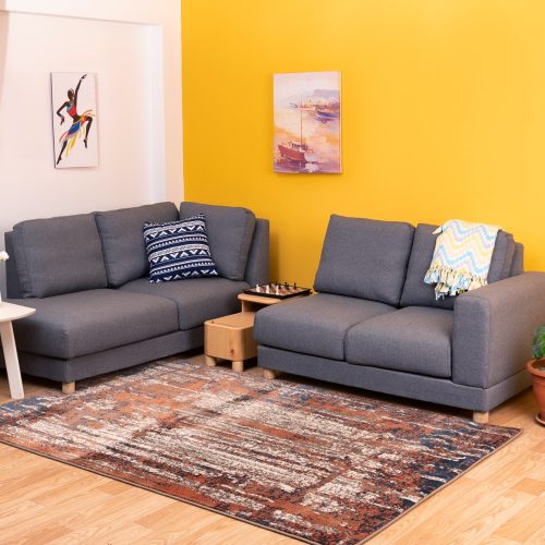 5 seater sectional sofa with Kahawia Moko carpet rug